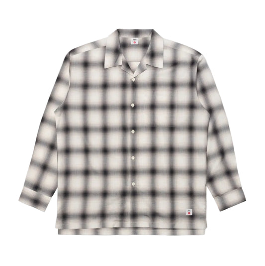 Edwin Open Collar Plaid Shirt Beige / Black