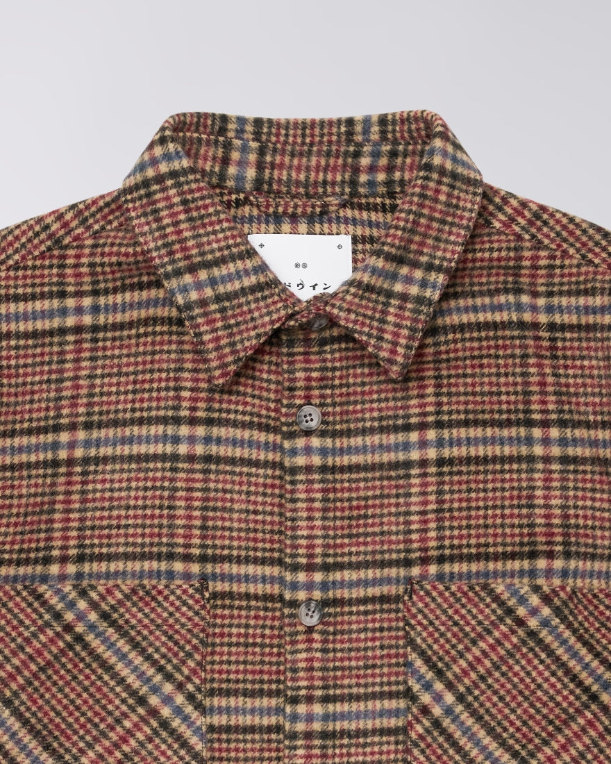 Edwin Julius Shirt LS Burgundy / Blue garment washed