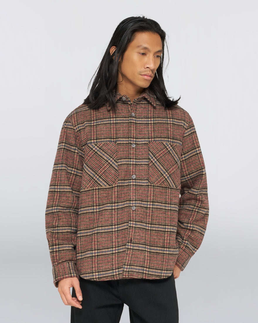 Edwin Julius Shirt LS Burgundy / Blue garment washed