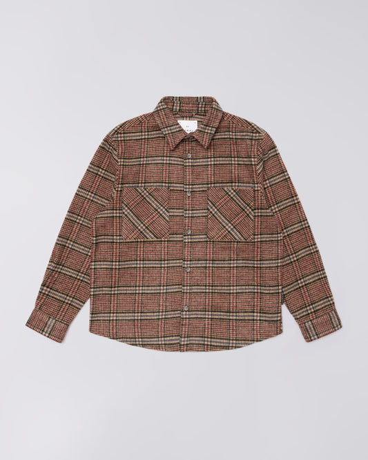Edwin Julius Shirt LS Burgundy / Blue garment washed