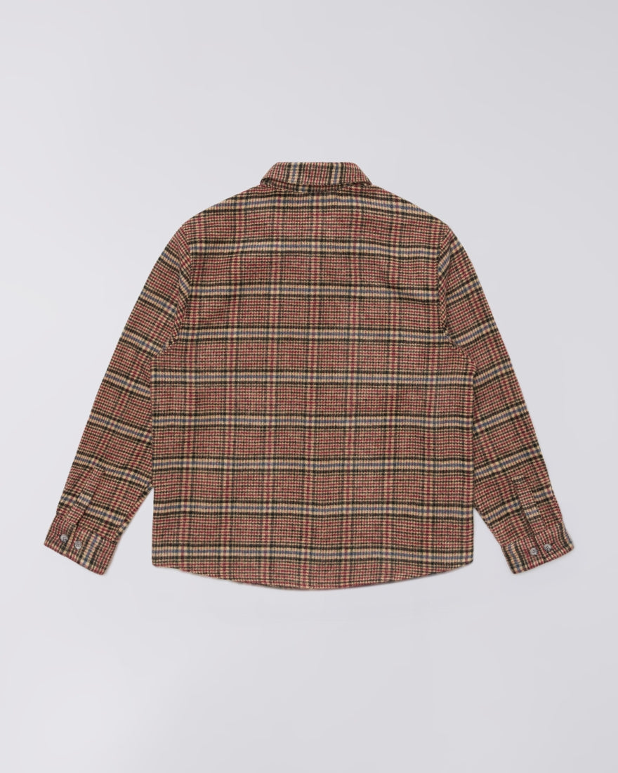 Edwin Julius Shirt LS Burgundy / Blue garment washed