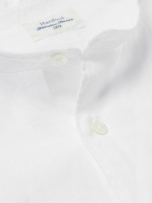 Hartford Linen Premium Pat Shirt  White