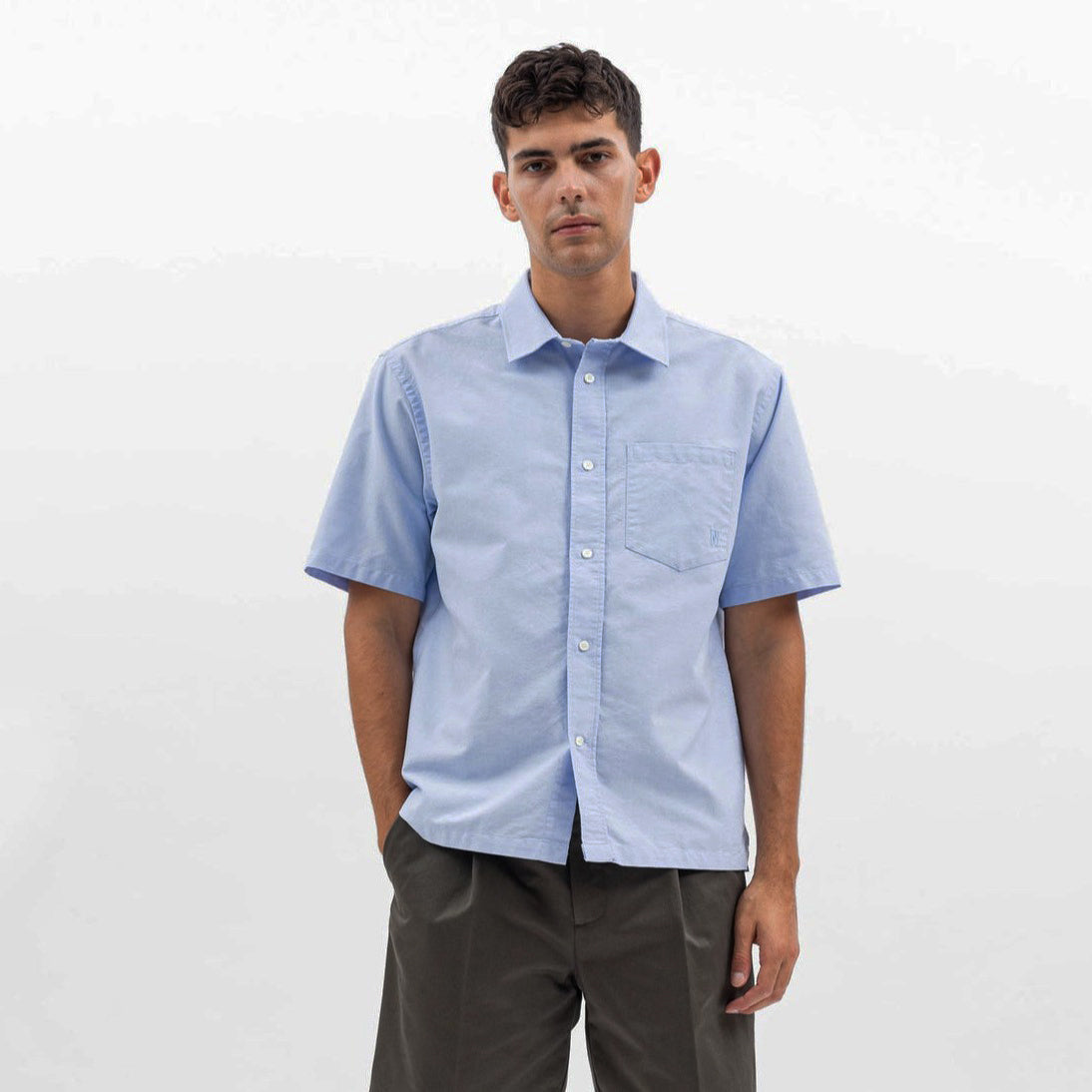 Norse Projects Ivan Oxford Monogram Pale Blue