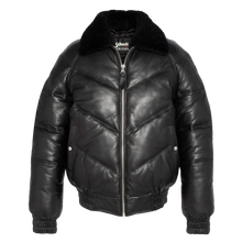 Load image into Gallery viewer, Schott LCUSA Leather Retro Down Jacket Black
