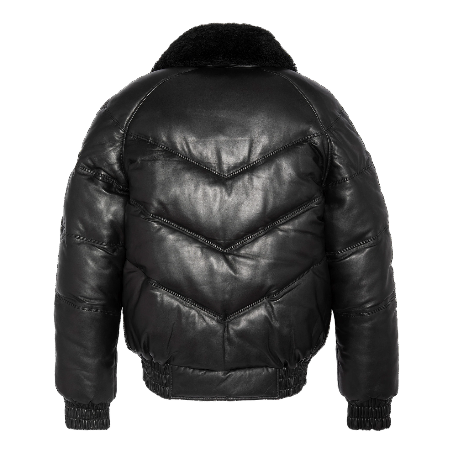 Schott LCUSA Leather Retro Down Jacket Black