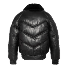 Load image into Gallery viewer, Schott LCUSA Leather Retro Down Jacket Black
