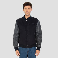 Load image into Gallery viewer, Schott LCUSA Leather/Wool Varsity Jacket Navy/Navy
