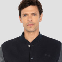 Load image into Gallery viewer, Schott LCUSA Leather/Wool Varsity Jacket Navy/Navy
