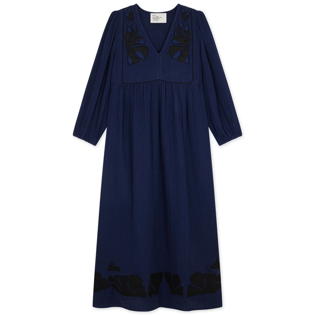 Leon & Harper Romaine Beads Dress Navy