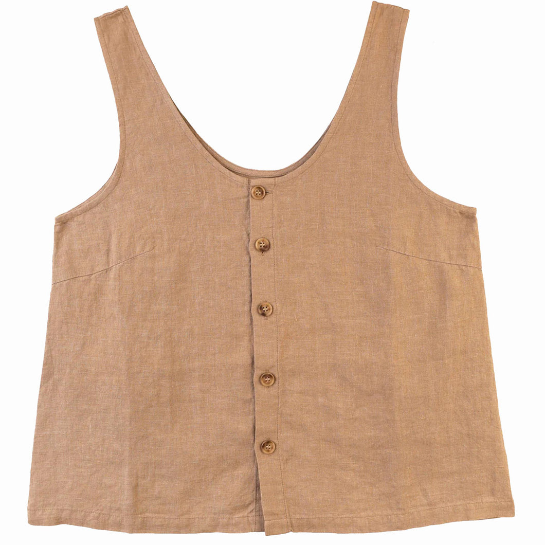 L.F.Markey Basic Button Front Tank Stone