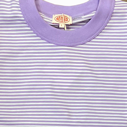 Armor Lux Striped T-Shirt Pastel Lilac/Milk