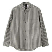 Load image into Gallery viewer, MHL Basic Shirt Two Tone Cotton Stripe Forest / Grey / Off White
