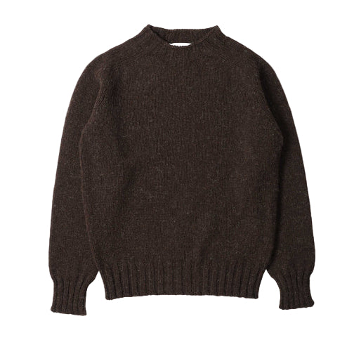 MHL Chunky Crew Neck Rustic Wool Dark Brown