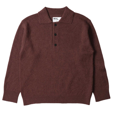 MHL Oversized Knitted Polo Dry Wool Dark Brown