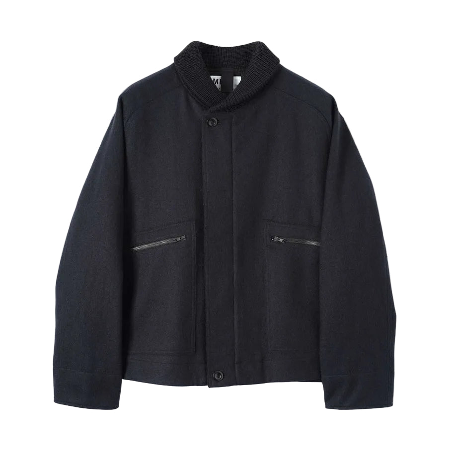 MHL Rib Jacket Coarse Melton Wool Ink