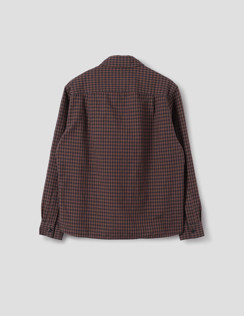 MHL Overall Shirt Irregular Cotton Linen Gingham  Chestnut / Ink