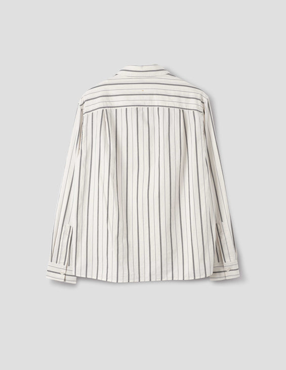 MHL Overall Shirt Japanese Wide Stripe Off White / Navy
