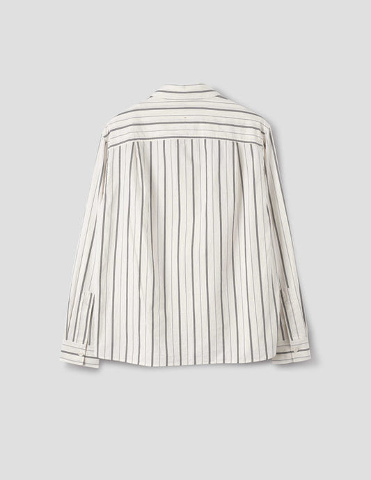 MHL Overall Shirt Japanese Wide Stripe Off White / Navy