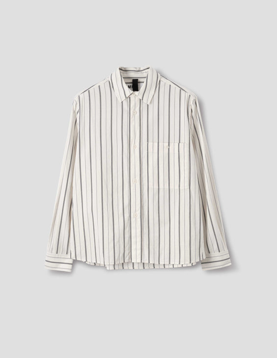 MHL Overall Shirt Japanese Wide Stripe Off White / Navy