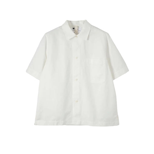 MHL S/S PJ Shirt Cotton Linen Poplin Chalk