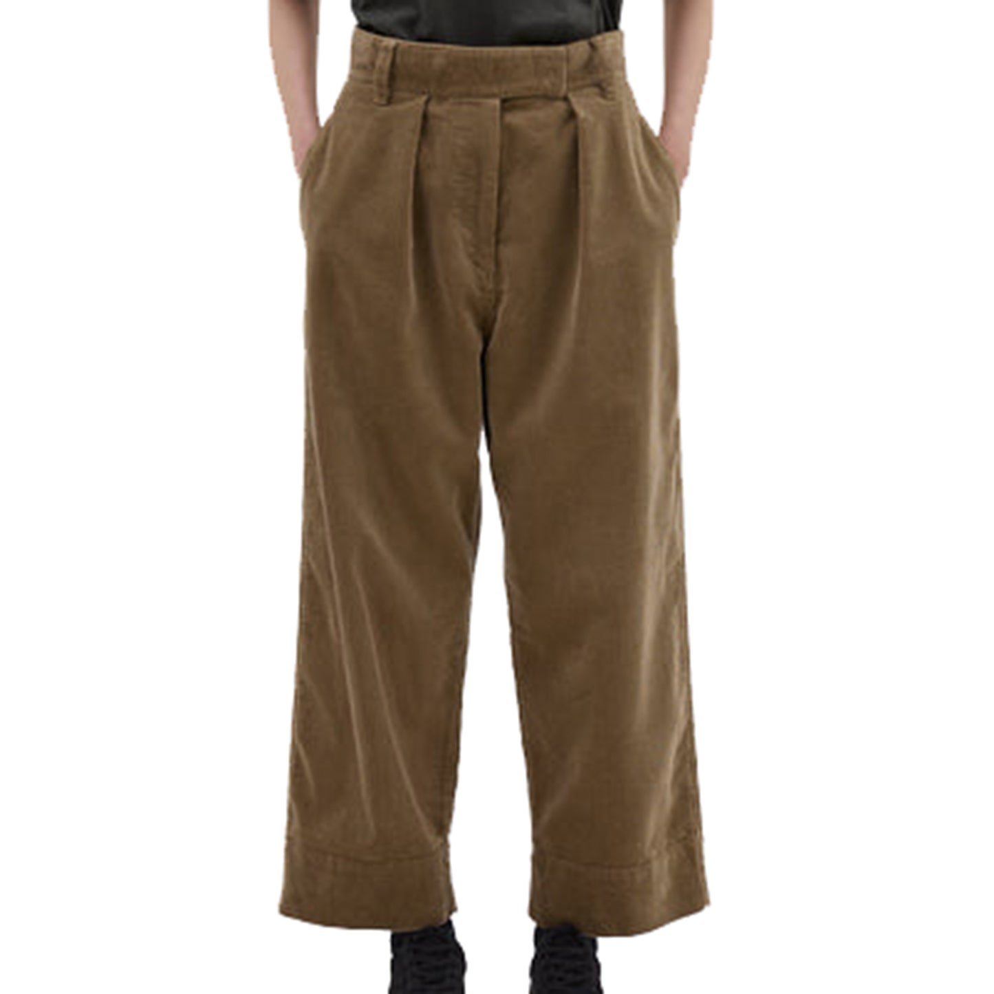 MHL W' Pleated Cropped Trouser Heavy Corduroy Putty