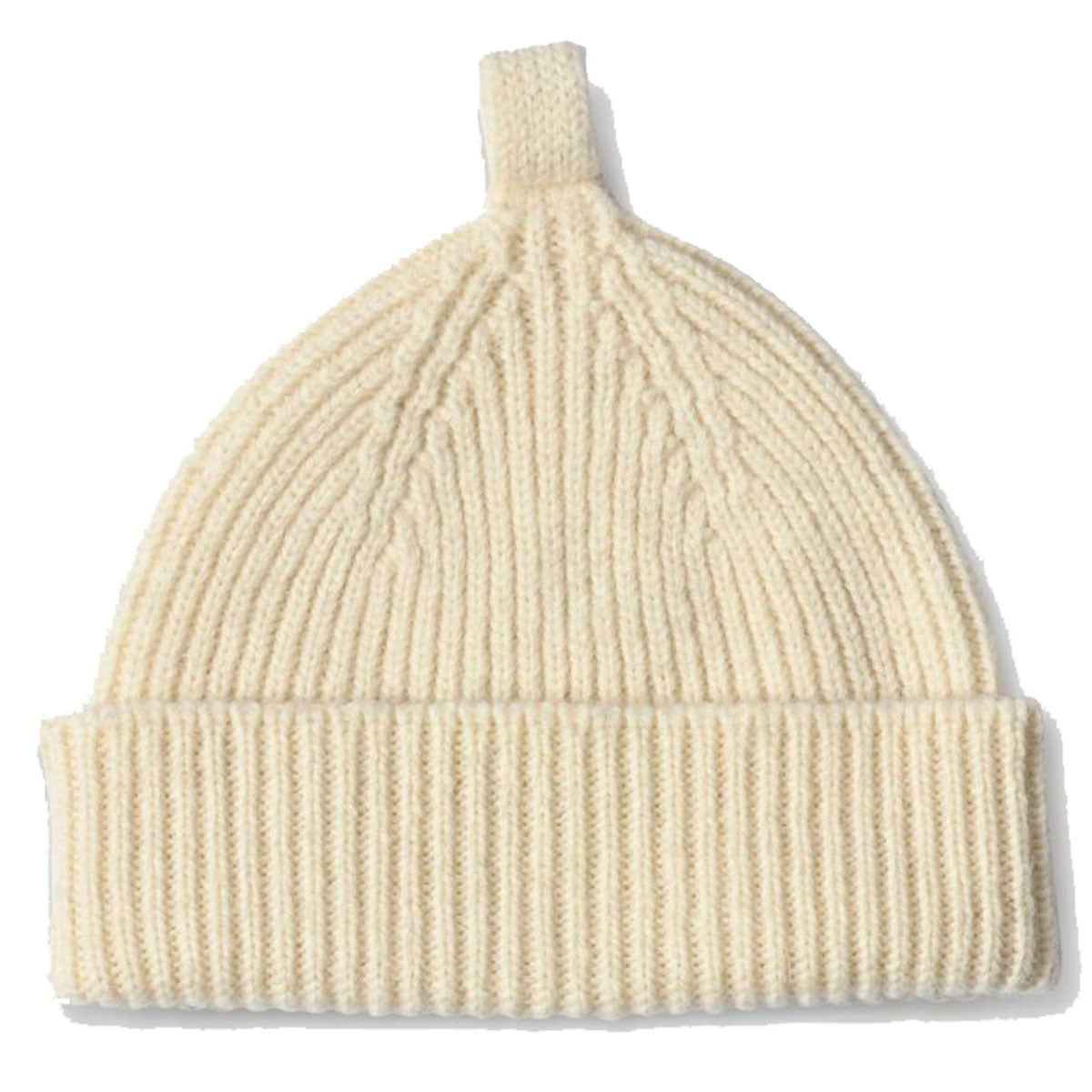 RIBBED KNIT HAT - Ecru