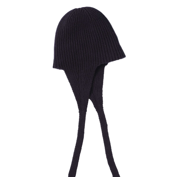 Margaret Howell Ear Flap Hat Soft Spun Wool Navy Blue