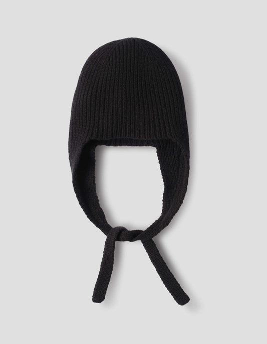 Margaret Howell Ear Flap Hat Soft Spun Wool Black