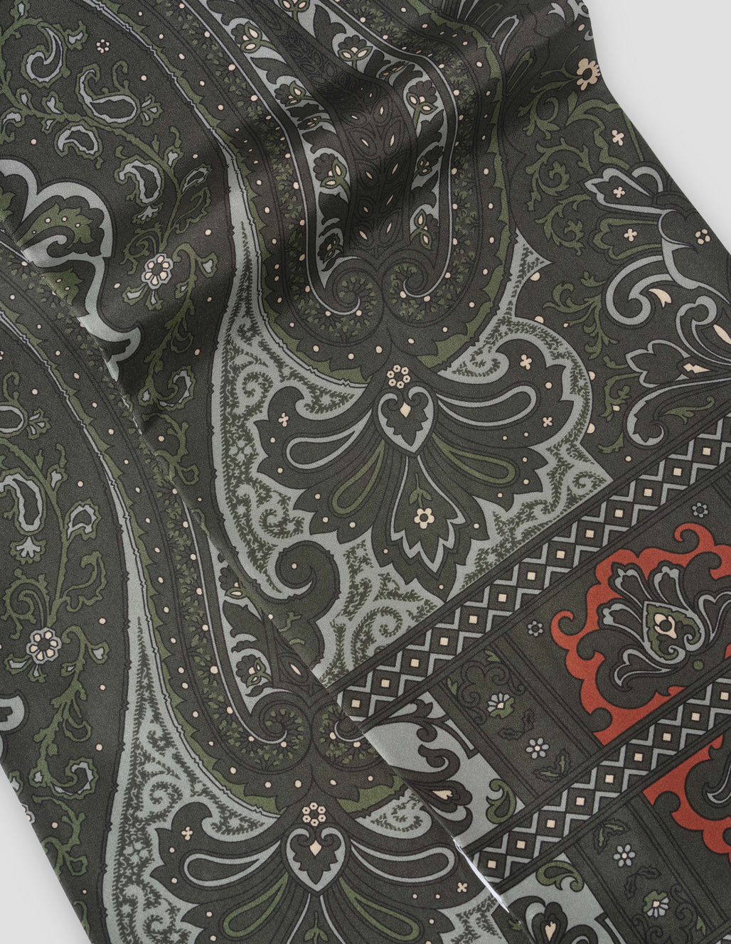 Margaret Howell Paisley Silk Scarf Soft Blue / Burnt Orange