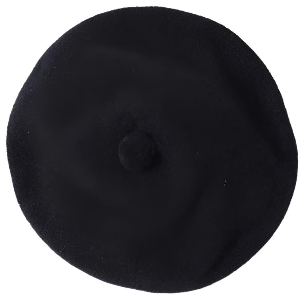 Margaret Howell Felted Pom Pom Beret Merino Cashmere Black