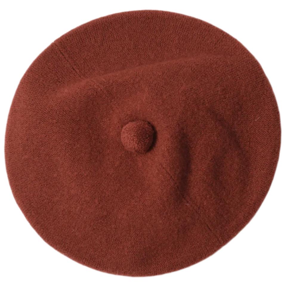 Margaret Howell Felted Pom Pom Beret Merino Cashmere Harissa