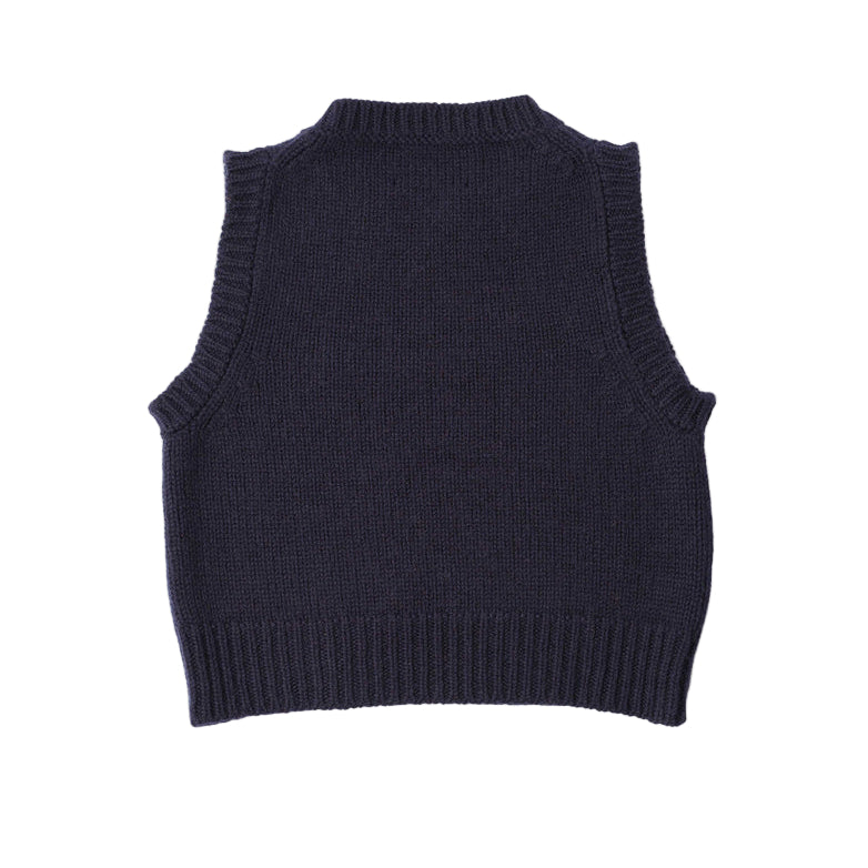 MHL W' 3 Chunky Crew Neck Slipover British Merino Rich Navy