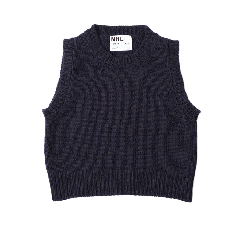 MHL W' 3 Chunky Crew Neck Slipover British Merino Rich Navy