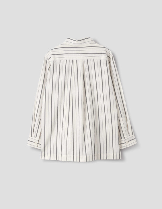 MHL W' Long Pull On Shirt Wide Stripe White / Navy