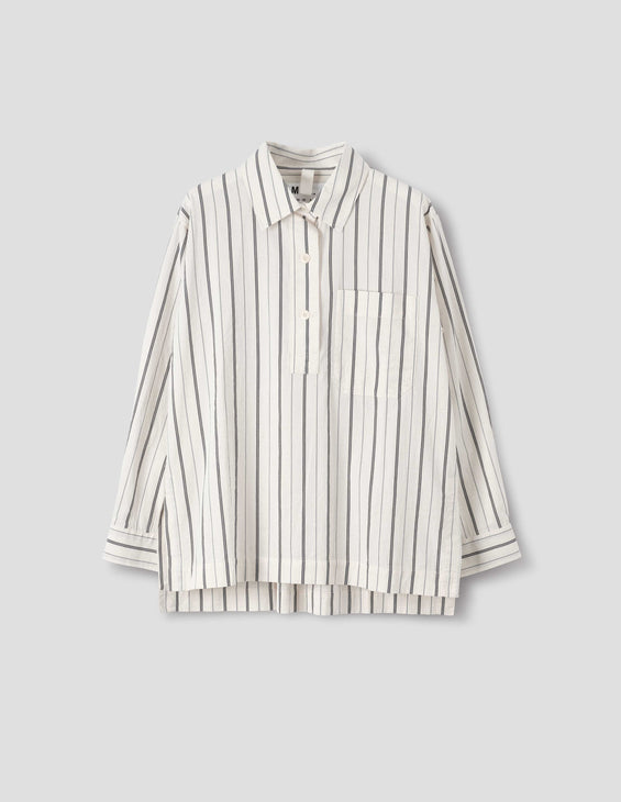MHL W' Long Pull On Shirt Wide Stripe White / Navy
