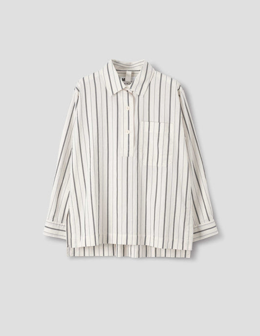 MHL W' Long Pull On Shirt Wide Stripe White / Navy