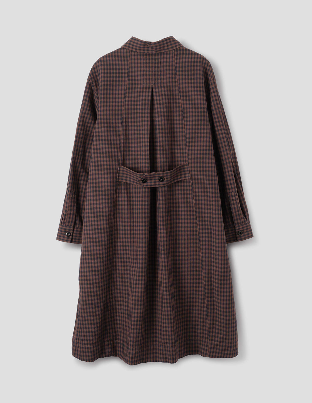 MHL W' Offset Placket  Linen Dress Gingham / Chestnut