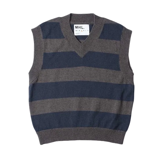 MHL W' Striped V Neck Slipover Charcoal / Slate