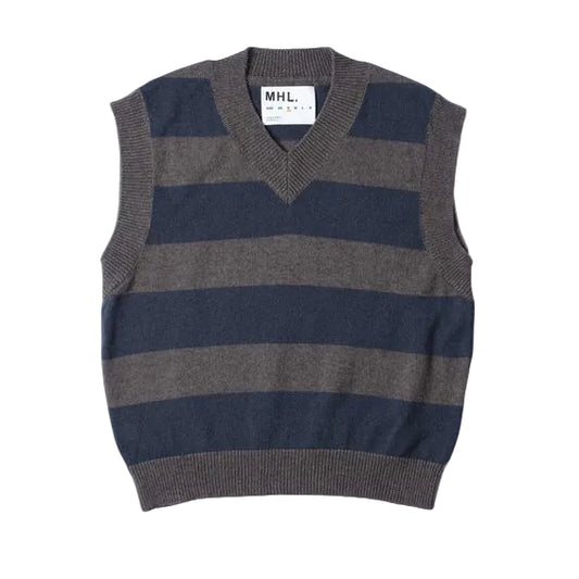 MHL W' Striped V Neck Slipover Charcoal / Slate