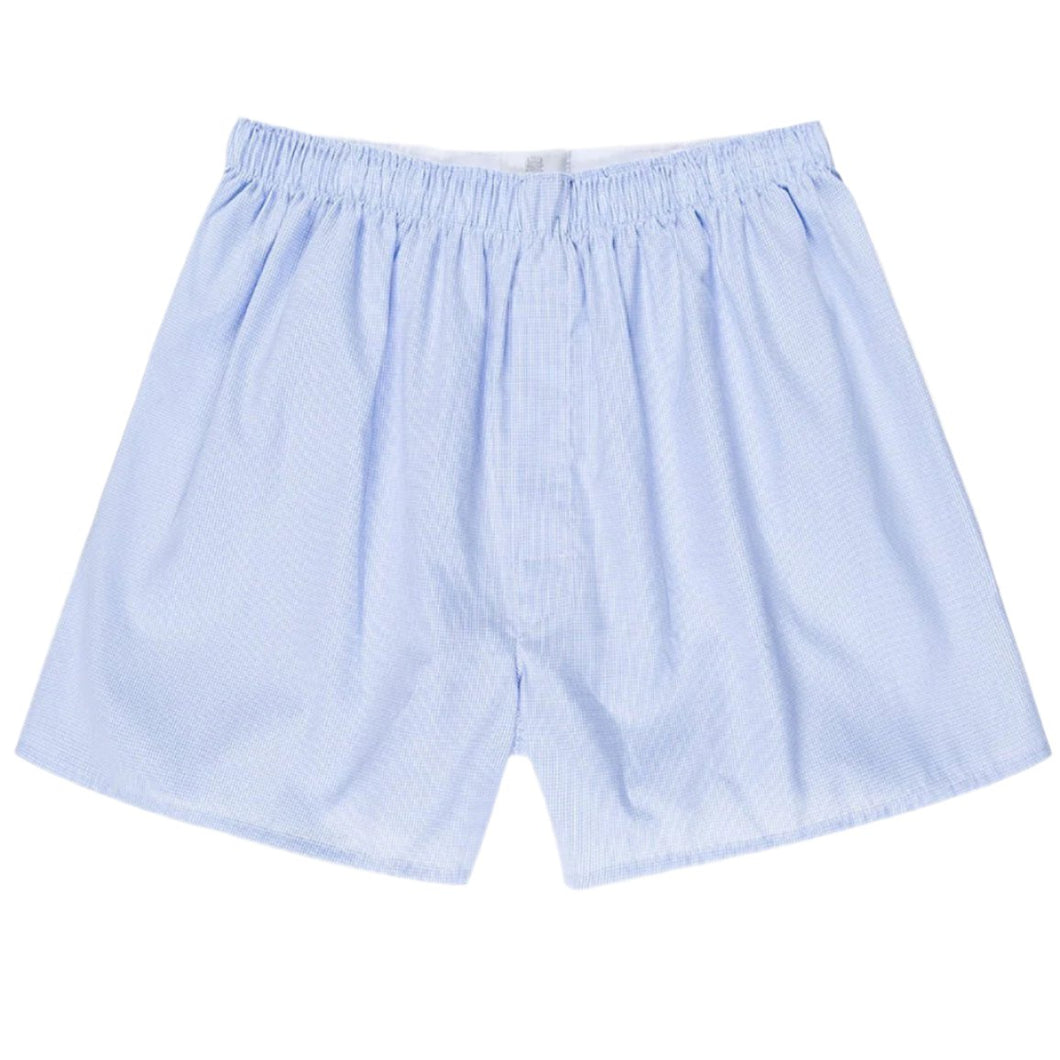 Sunspel Boxer Short Micro Gingham Light Blue