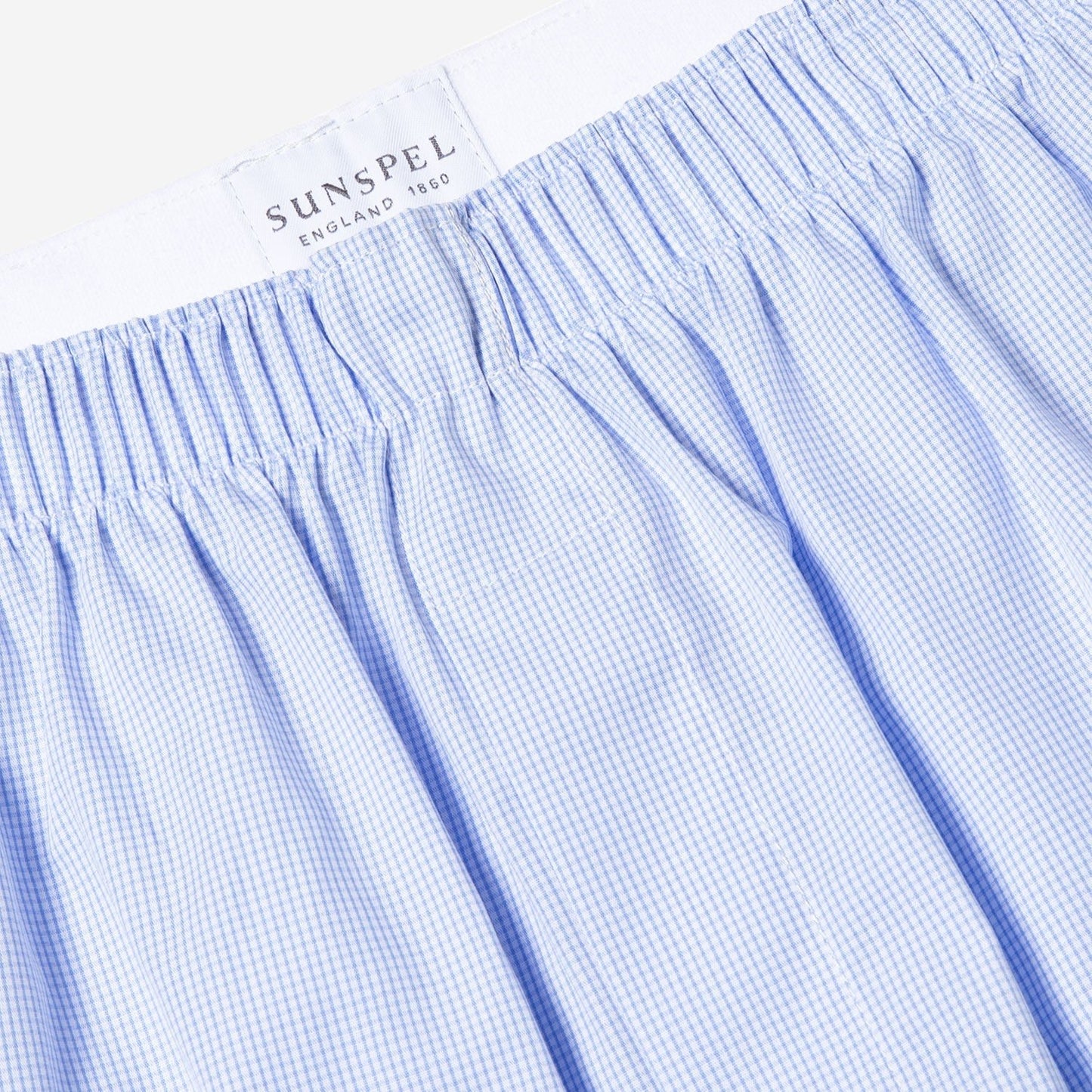 Sunspel Boxer Short Micro Gingham Light Blue