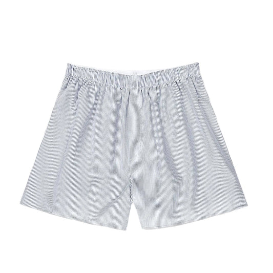 Sunspel Cotton Poplin Boxer Short White/Navy Pinstripe