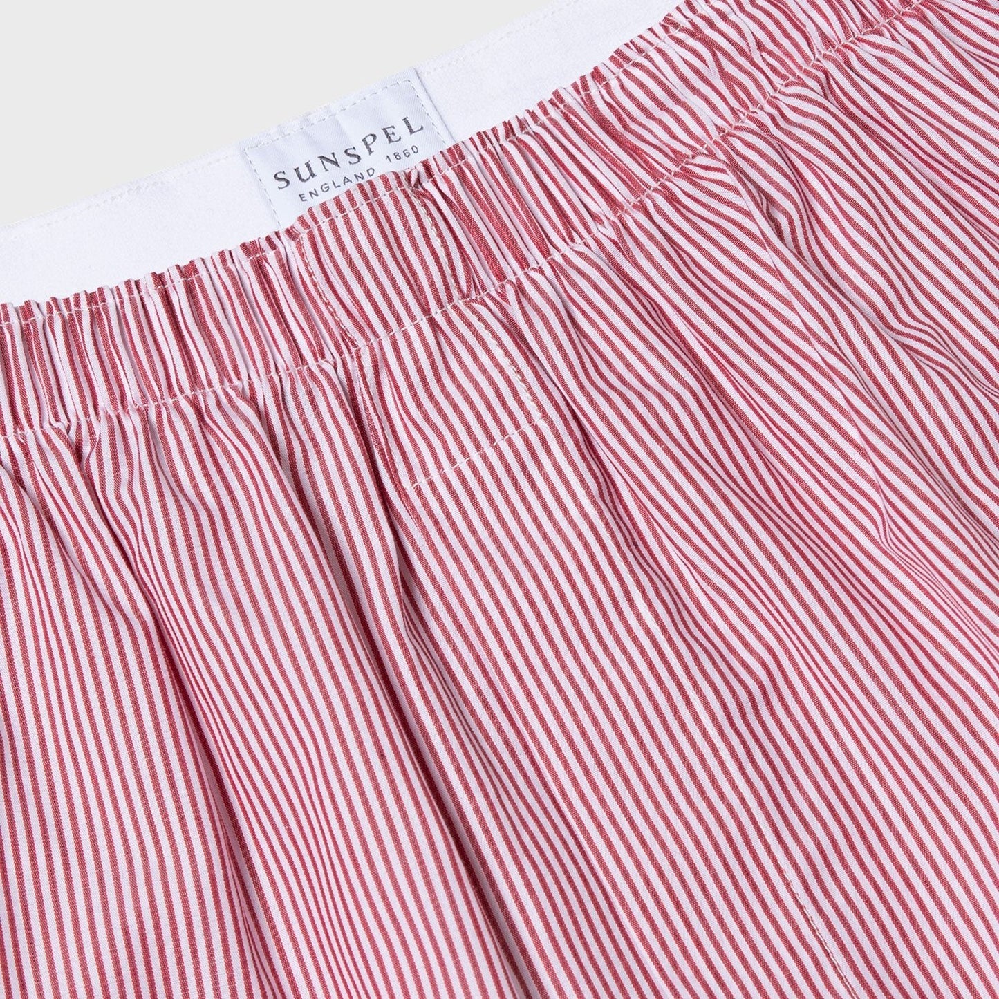 Sunspel Boxer Short White/Red/Navy Pinstripe