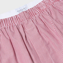 Load image into Gallery viewer, Sunspel Boxer Short White/Red/Navy Pinstripe
