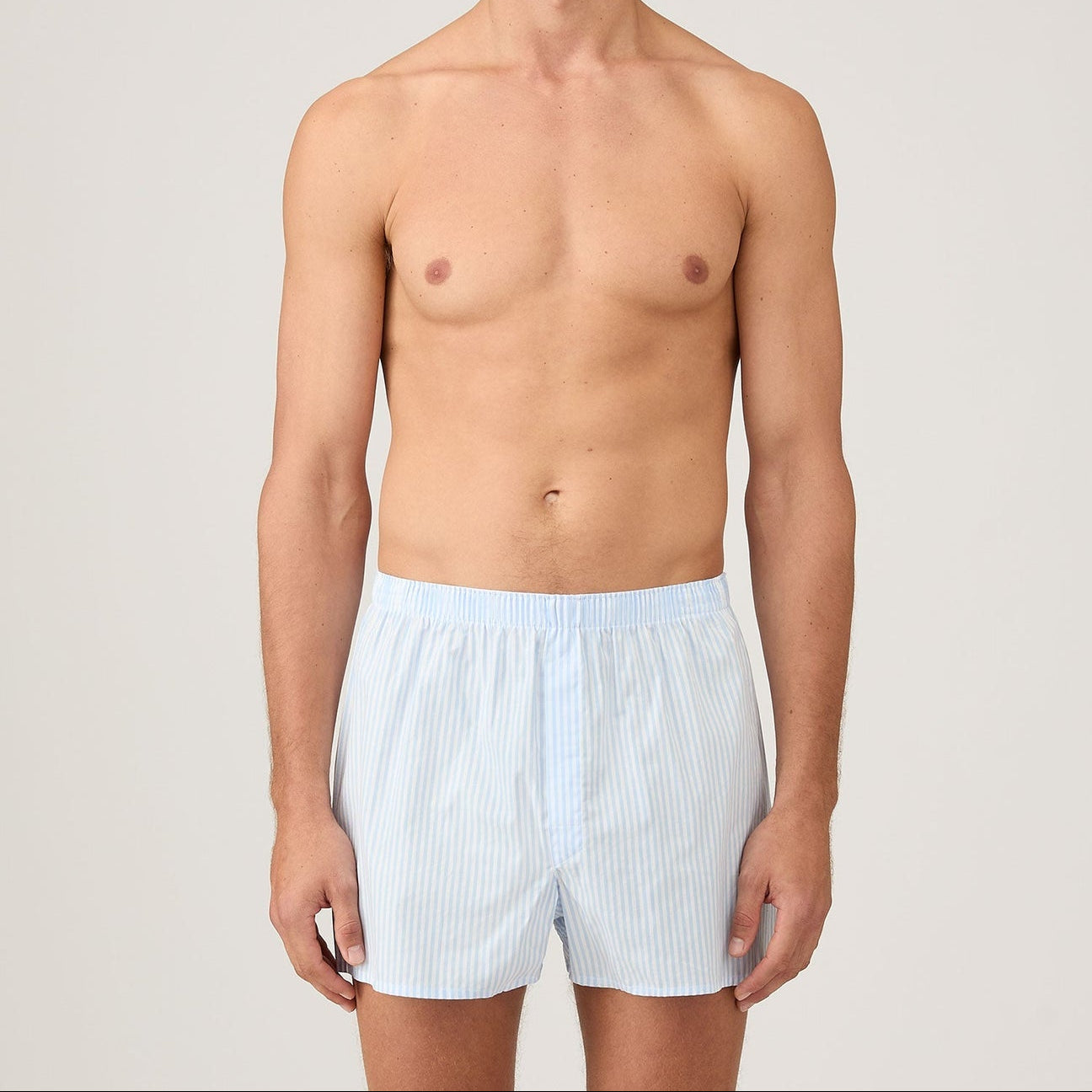 Sunspel Boxer Short White/Light Blue Stripe