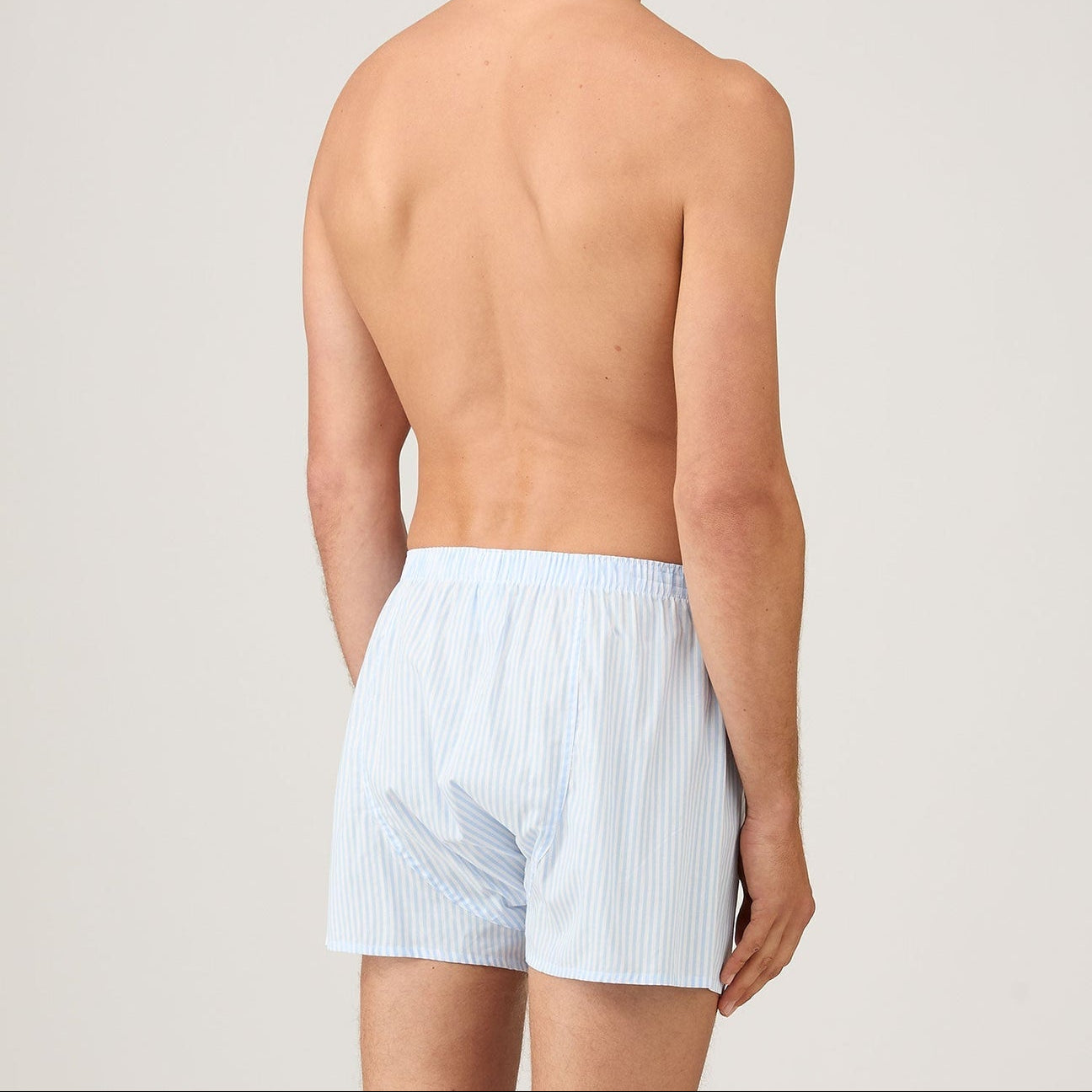 Sunspel Boxer Short White/Light Blue Stripe