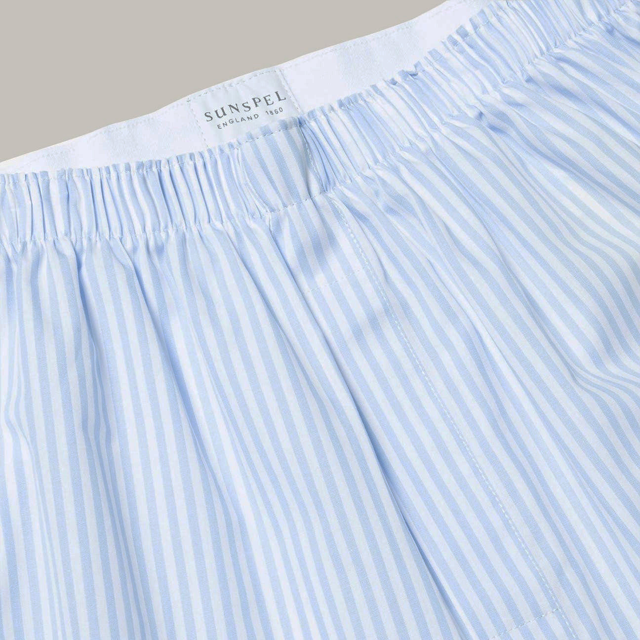 Sunspel Boxer Short White/Light Blue Stripe