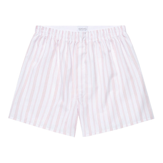 Sunspel Classic Boxer Shorts Pale Pink Stripe
