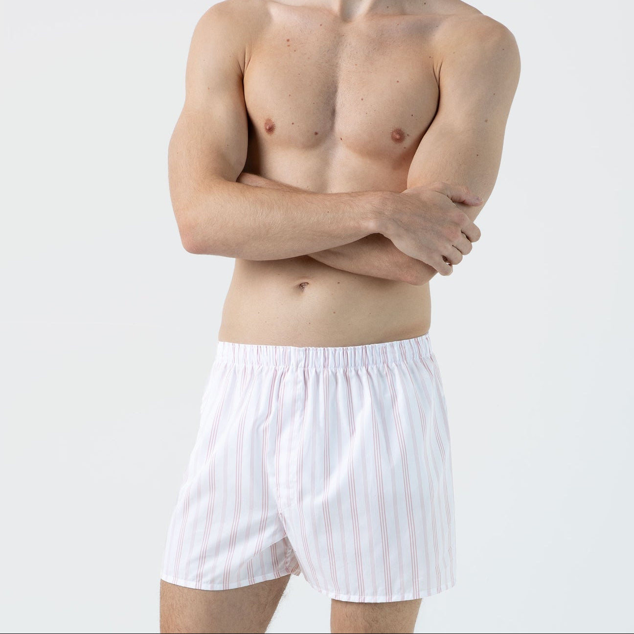 Sunspel Classic Boxer Shorts Pale Pink Stripe