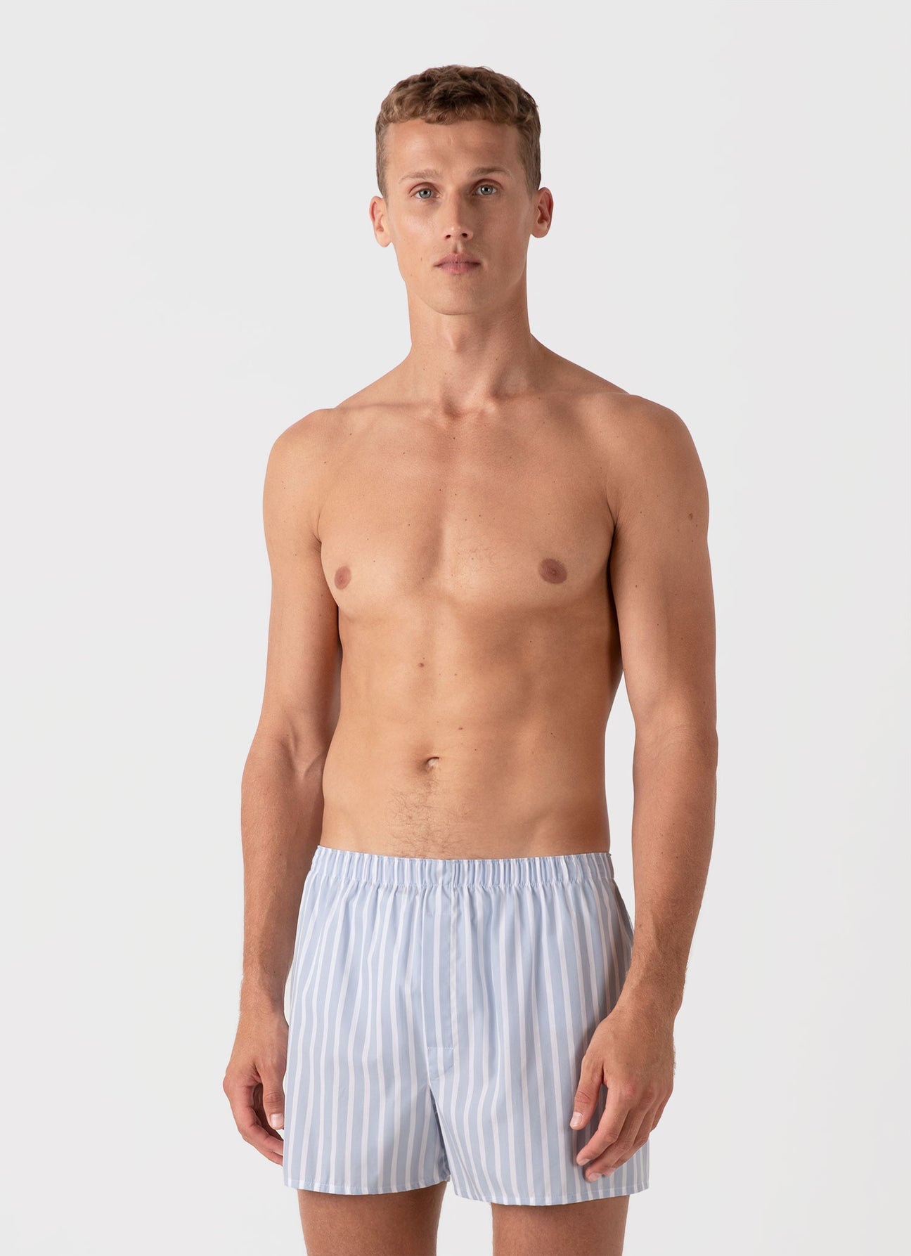 Sunspel Classic Boxer Shorts Sky Blue/White